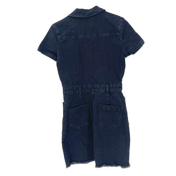 ZARA Washed Black Denim Button Front Collar Short Sleeve Denim Above Knee Dress - Picture 8 of 9